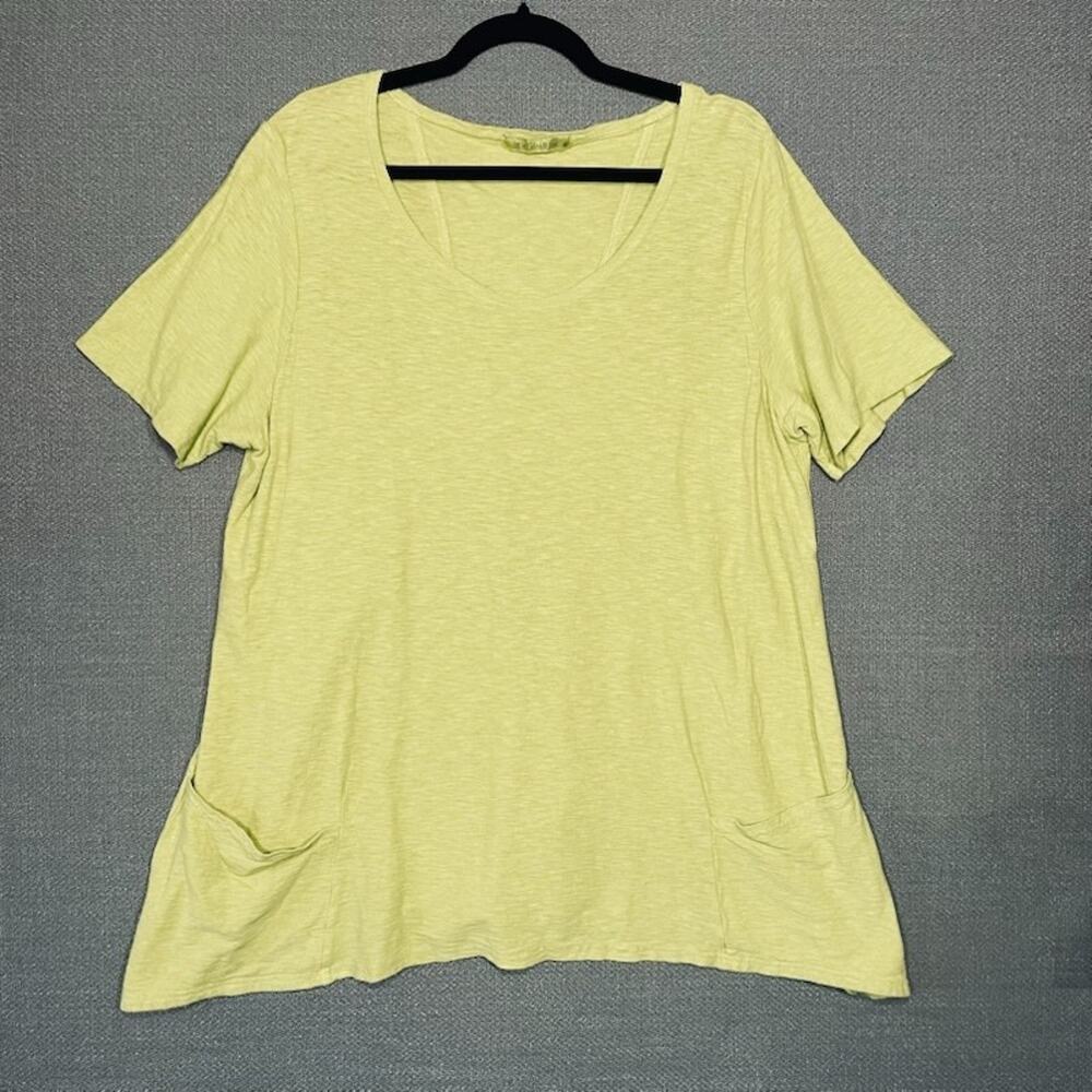 Cut Loose Hi-Low Short Sleeve Pullover Linen Cotton Jersey USA Made XL Pockets